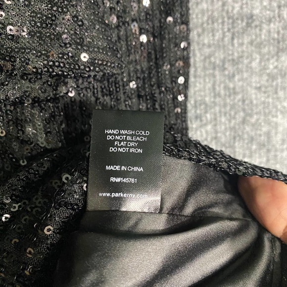 Parker Black Mini Dress 4 Small Sequin Strapless Aurelia Ruffle Cocktail Formal - Picture 13 of 15